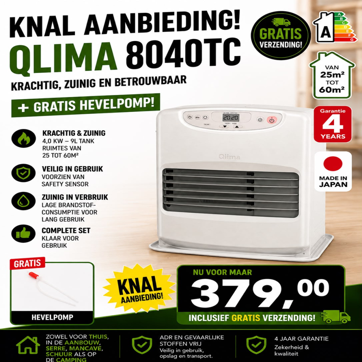 Qlima 8040 TC met gratis hevelpomp aanbieding